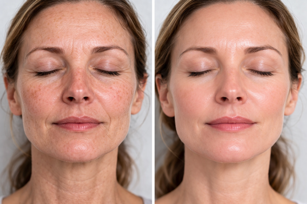 Before and after photo from CO2 laser resurfacing